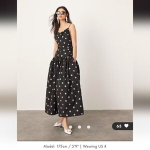 ASOS Black and White Polka Dot Midi Dress